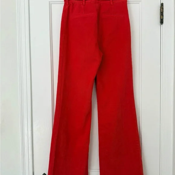 Sezane NWT Enrico High-Waisted Wide Leg Jeans Red - Size 36 (4) - Picture 4 of 7